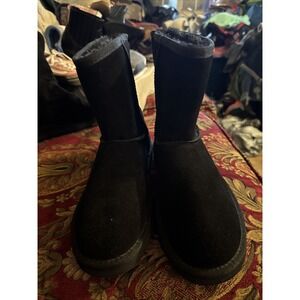 Time And Tru Boots Womens Size 8 Black Leather Booties Shoes